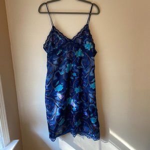 Blue printed slip dress size XL